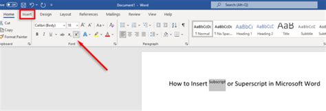 Subscript in Microsoft Word に対する画像結果