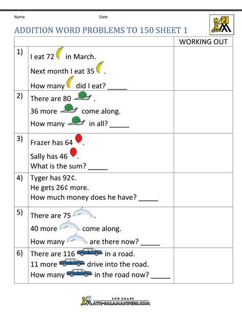 Image result for Free Printable Math Problems for 2nd Graders