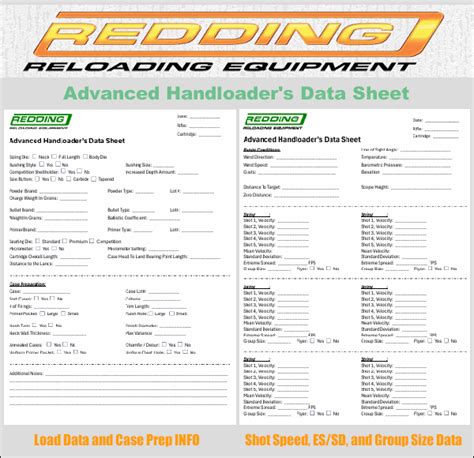 Toradh íomhá ar Printable Reloading Log Sheets