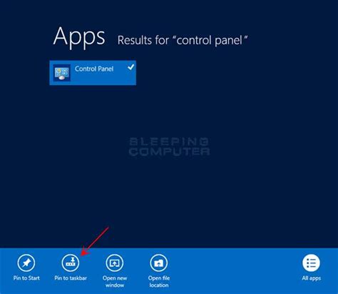 Image result for Control Panel On Taskbar