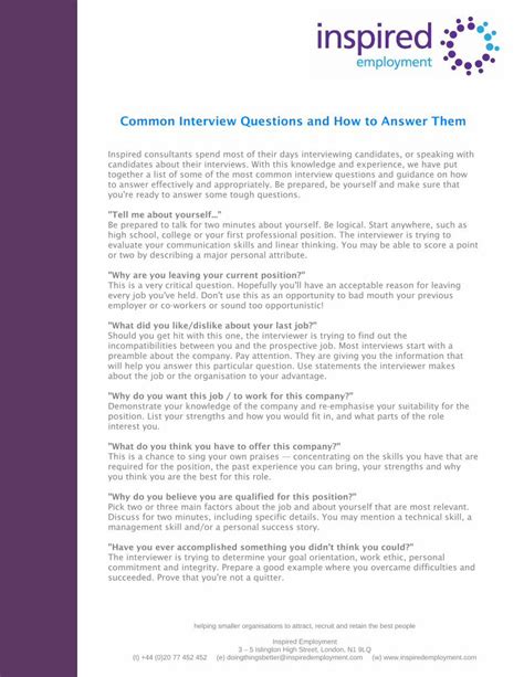 Toradh íomhá ar Common Interview Questions PDF