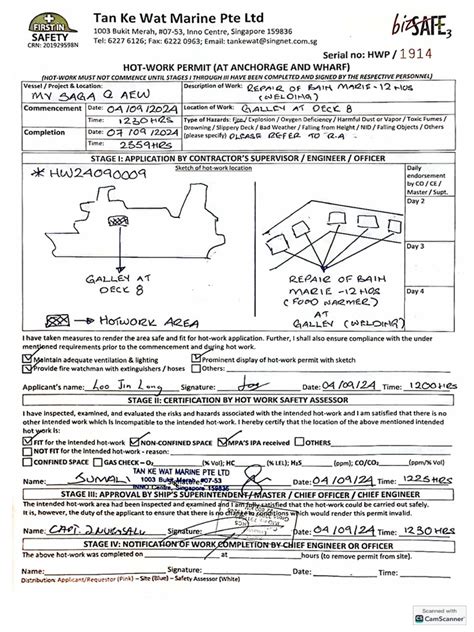 Image result for Hot Work Permit Colour