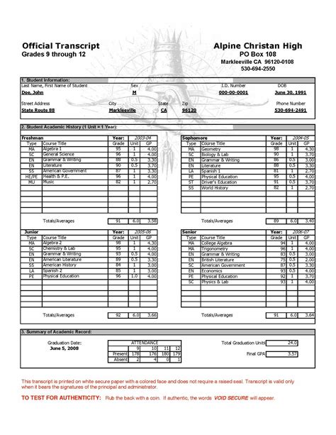 HSLDA Transcript. Sample-साठीचा प्रतिमा निकाल