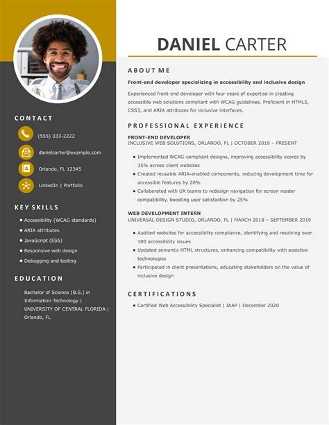 Image result for Front End Developer Resume Examples