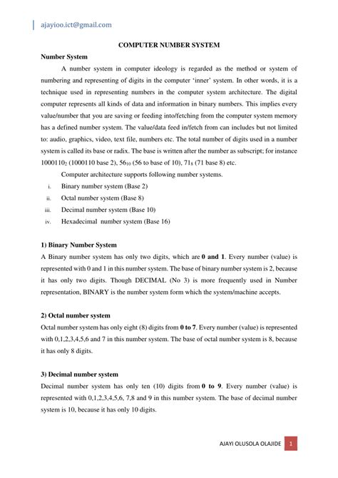 Toradh íomhá ar Activity in Computer Number System