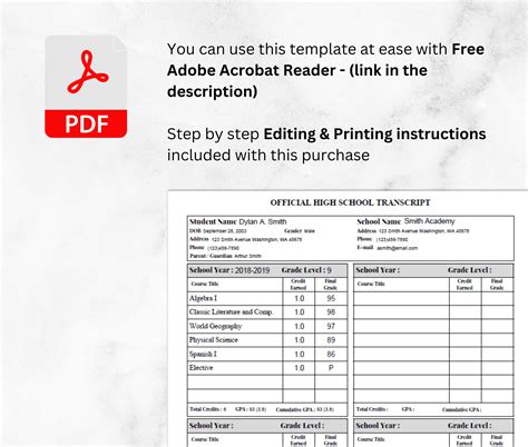 Image result for Printable High School Transcript