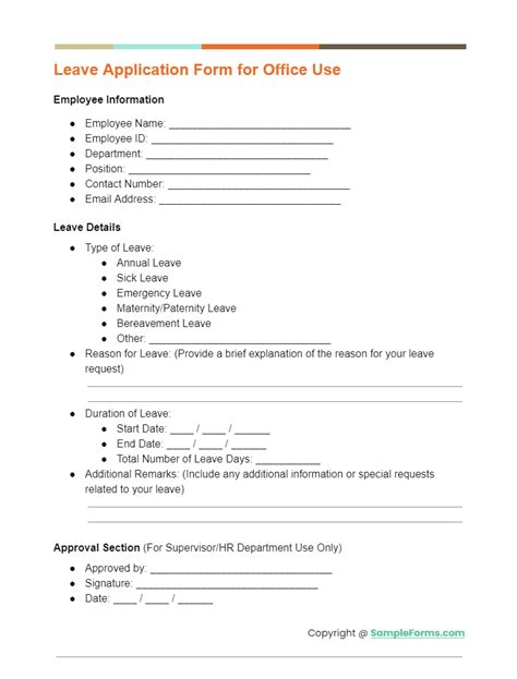 Image result for Editable Leave Application Form