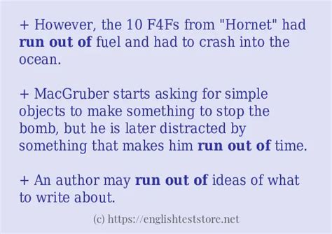 Image result for Run Out Example Sentence