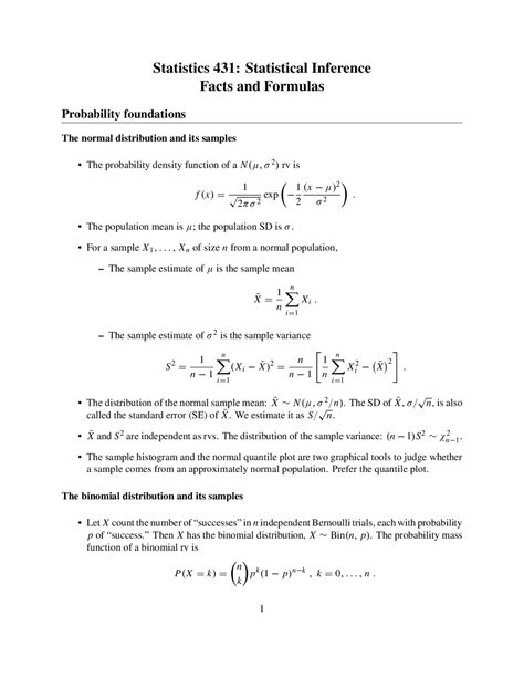 Image result for Statistical Inference Cheat Sheet