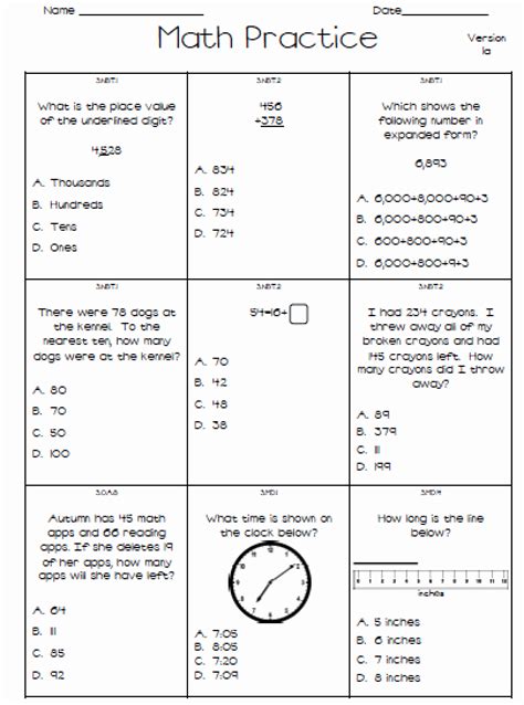 Image result for Math Test 3rd Grade Print