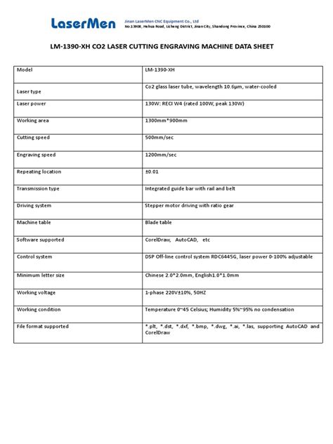 Image result for Laser Machine Data Sheet