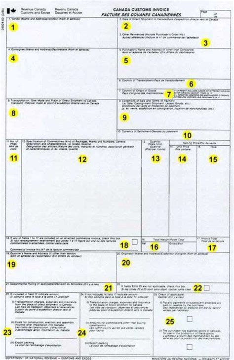 Toradh íomhá ar Printable Customs Invoice