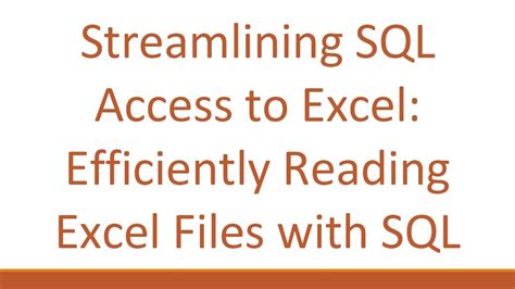 Image result for Excel SQL Access