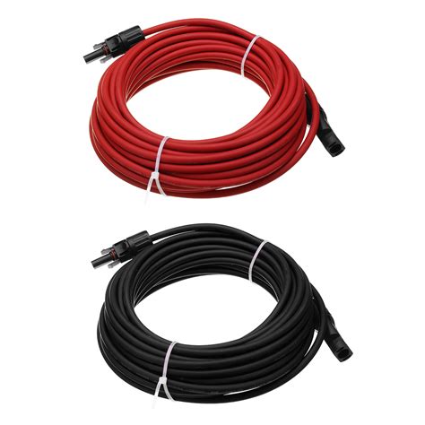 Black/Red 10M 12AWG Solar Panel Extension Cable Wire With MC4 Connector ...