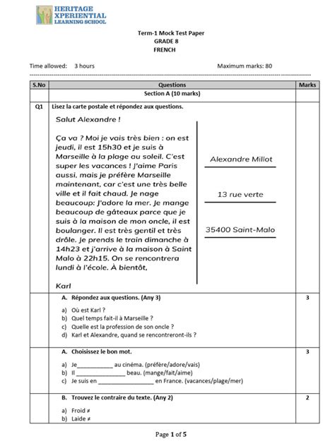 Image result for Comprehension French Class 8th