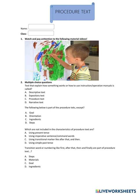 Image result for Procedure Text Worksheet Operate Camera