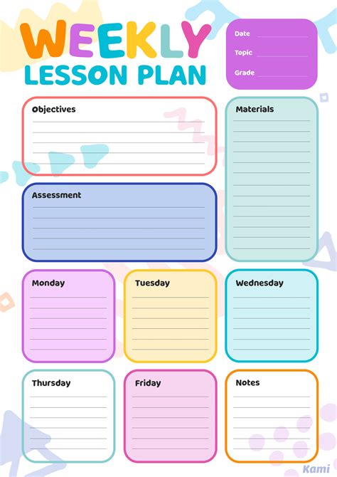 Weekly Lesson Plan Template Download に対する画像結果