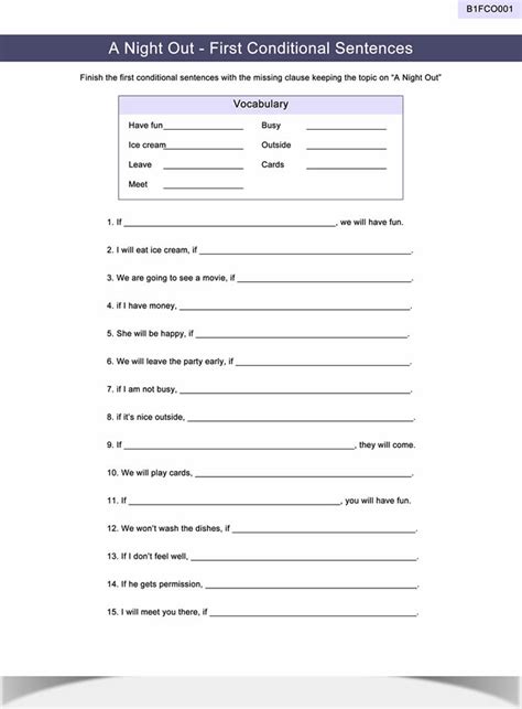 Image result for Grammar Worksheet First Conditional