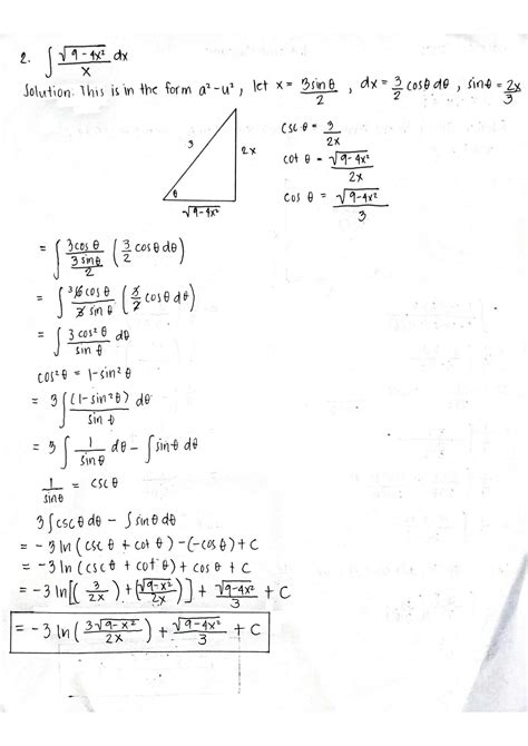 Integration by Substitution Trigonometric Functions Worksheet with Answers に対する画像結果