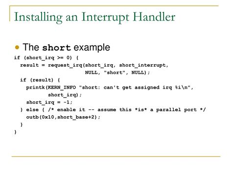 Interrupt Handling に対する画像結果