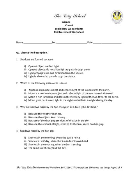 Image result for Reflection with Mirror Worksheet Multiple Choice Question Grade 6