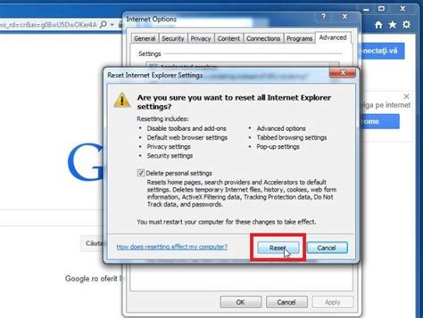 Toradh íomhá ar Resetting Internet Explorer