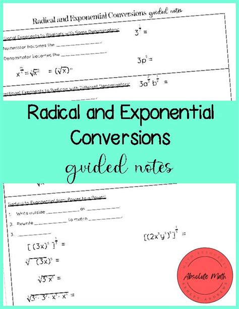 Image result for Formula Chart for Converting Between Exponential Form and Radical Form Form