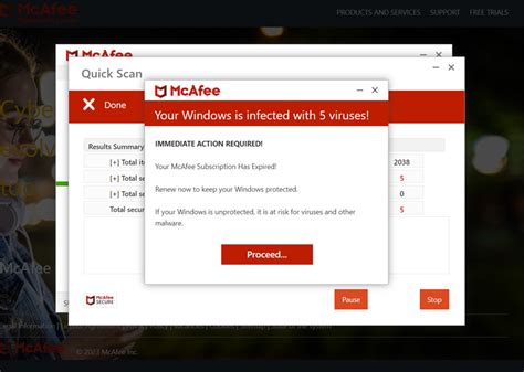 Image result for Fake McAfee Pop Up