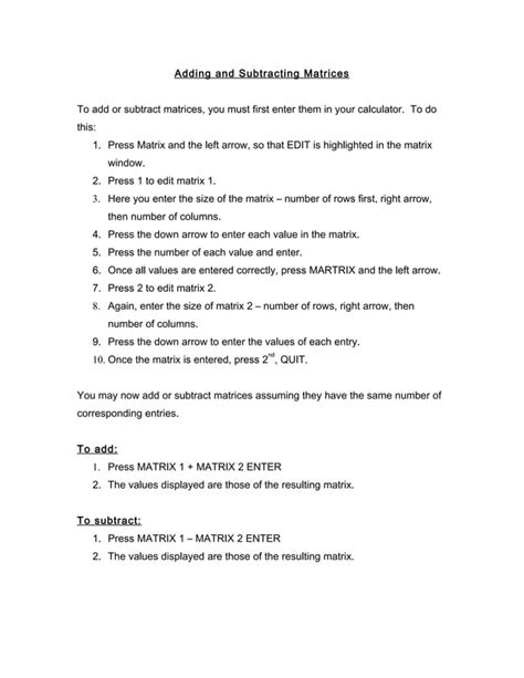 Adding and Subtracting Matrices に対する画像結果