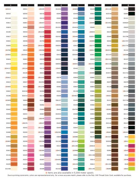 Image result for Thread Color Chart Simplicity