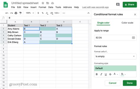 Conditional Formatting in Google Sheets に対する画像結果