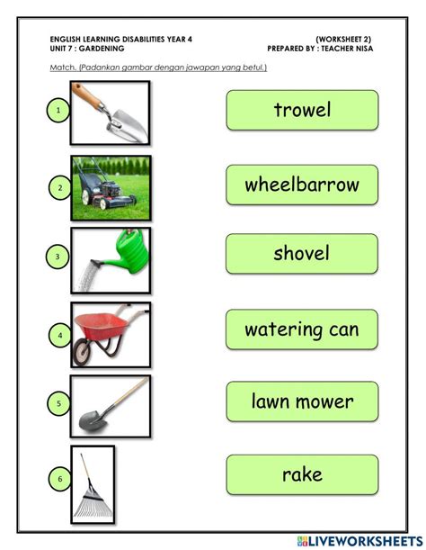 Image result for Landscaping Tools Worksheet