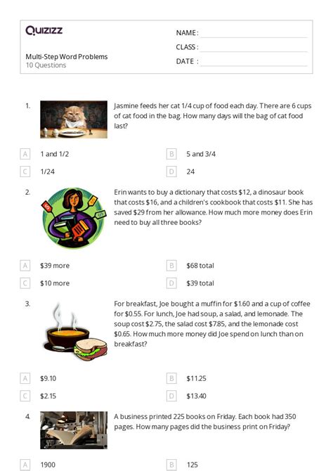 Image result for Multi-Step Word Problems Free Worksheets