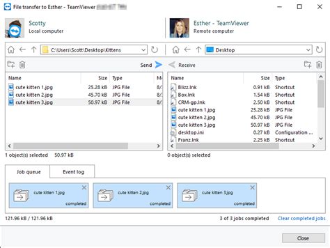Toradh íomhá ar TeamViewer File Transfer