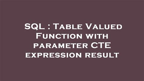 Image result for SQL CTE Functions