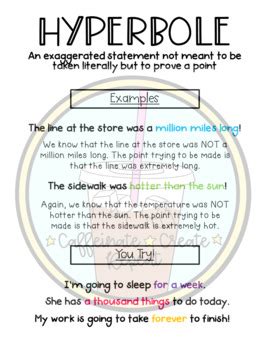 Free Printable Hyperbole Anchor Chart 2nd Grade に対する画像結果