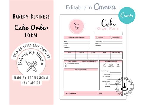 Image result for Home Bakery Cake Order Form