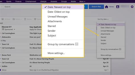 Image result for Sort Yahoo! Mail by Sender
