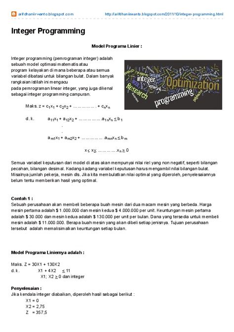 Integer Pemrograman に対する画像結果