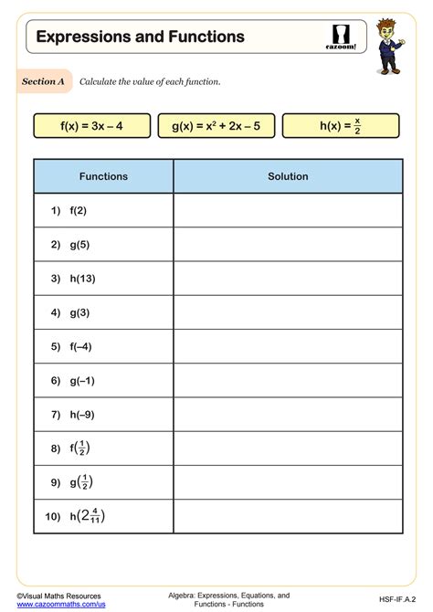 Image result for Easy Function Worksheet