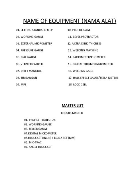 Image result for Instrument List Example