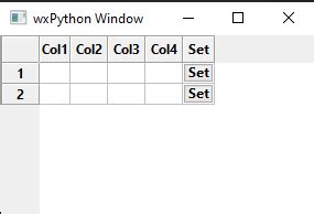 Tables in wxPython に対する画像結果