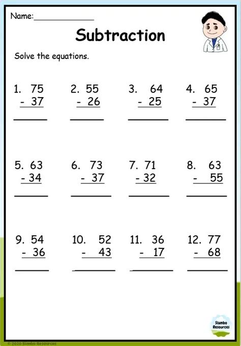 Image result for 2nd Grade Subtraction Math Questions