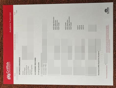 Image result for Academic Transcript Griffith University