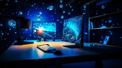 Toradh íomhá ar Blue Computer Monitor and Keyboard