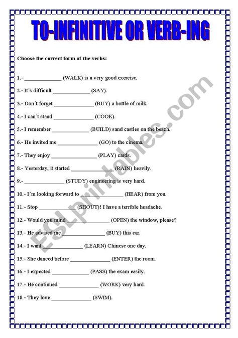 Afbeeldingsresultaten voor To-Infinitive Worksheet