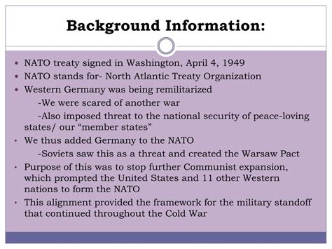 Afbeeldingsresultaten voor The Formation of NATO and Warsaw Pact
