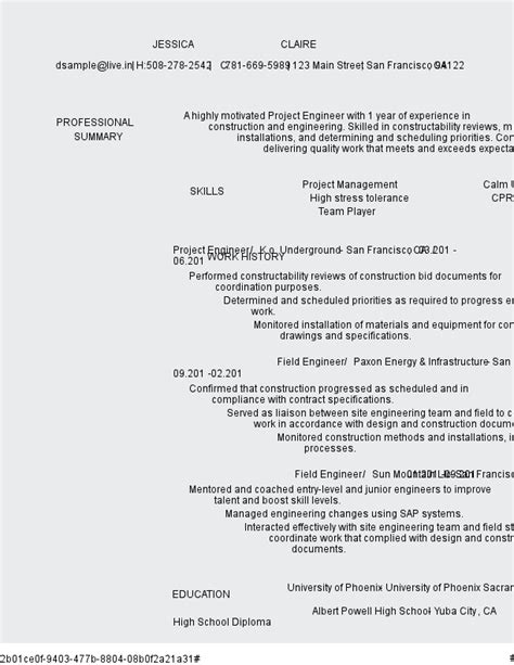 Résultat d’images pour Project Engineer Resume