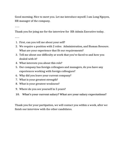 Image result for Interview Questioner or Appendix A Example