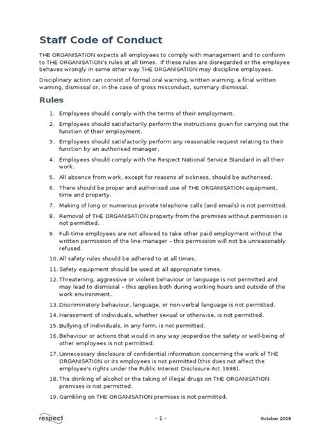 Image result for Code of Conduct Examples